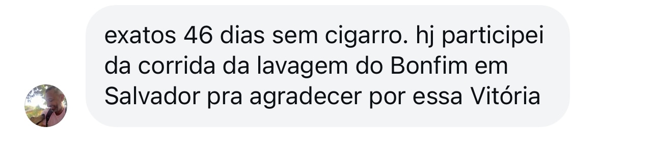 Mensagem: exatos 46 dias sem cigarro. Hoje participei da corrida da lavagem do Bonfim em Salvador pra agradecer por essa vitória.